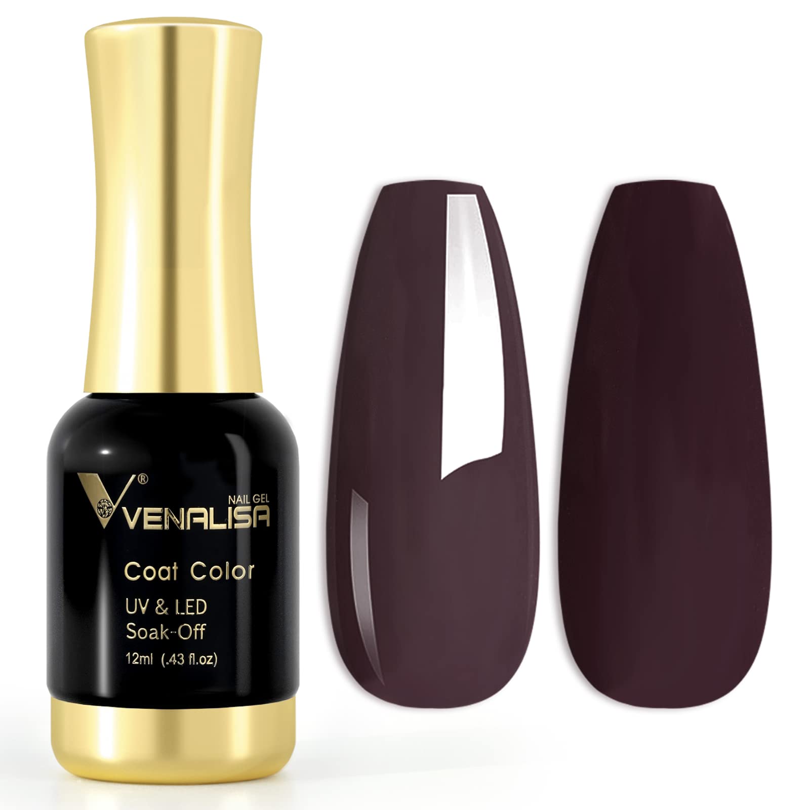 VENALISA 12ml Coffee Color Gel Nail Polish Soak Off Nail Lamp UV LED Natural Nail Gel Polish Nail Art DIY Manicure French Gifts, 0.43 OZ