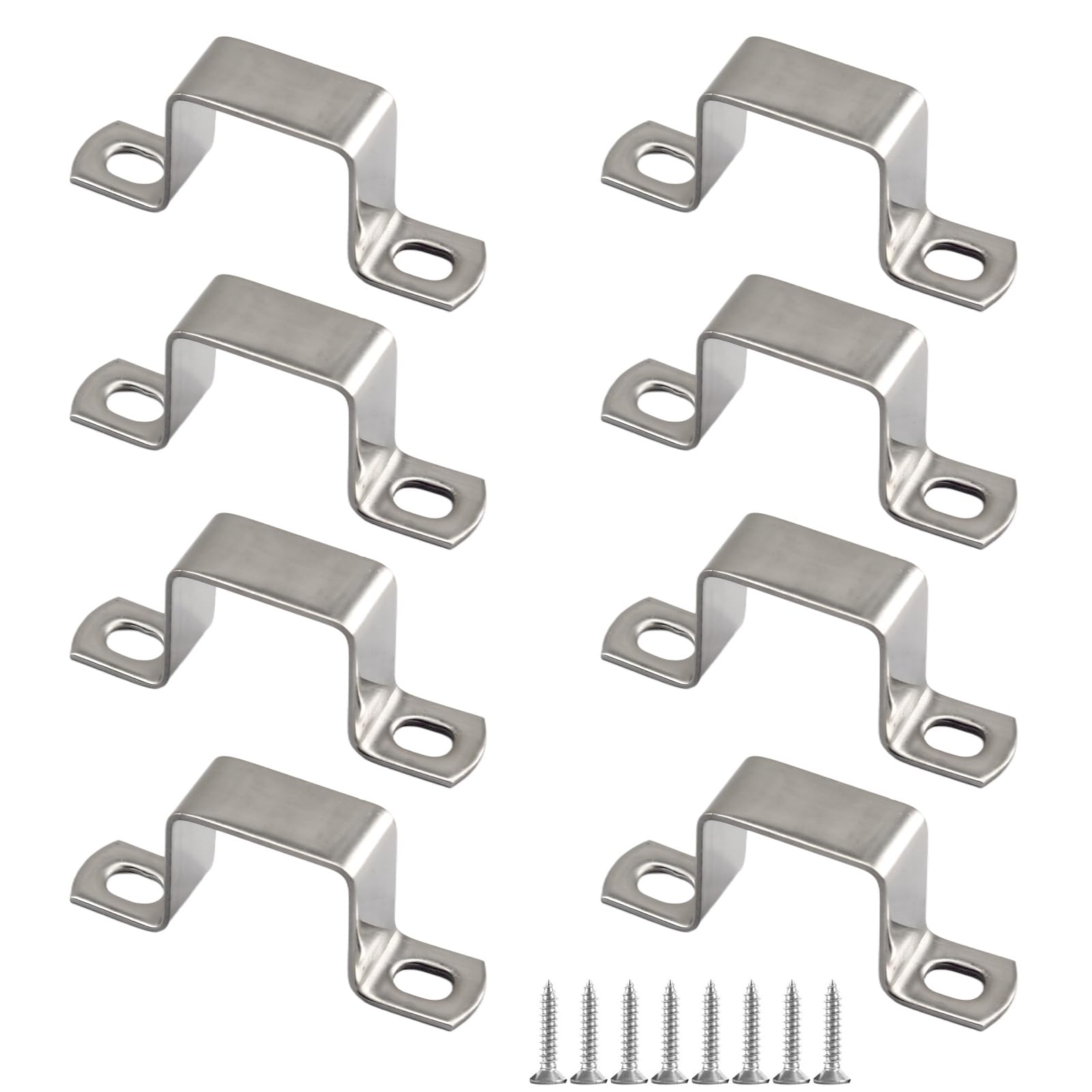 (8 Pieces) 40x40mm U-Shaped Hose Holder Square Support 304 Stainless Steel Tube Brackets Come with Stainless Steel Self Tapping Screws