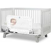 Salcod Universal Swing Down Crib Rail Guard for Toddlers, 33", White | 33"W x 16"H, Swing-Down Toddler Bed Rail, Breathable Mesh Panel, Reinforced Wing-Nut System, Quick Installation