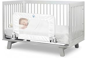 Salcod 43inch Universal Swing Down Crib Rail Guard, Convertible Crib Bed Rail for Toddlers, with Reinforced Wing Nut Safety S