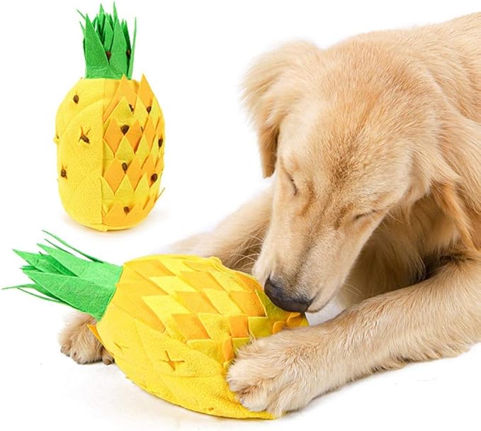CheeseandU 1Pc Hide Pineapple Squeaky Puzzle Plush Dog Chew Toy Hide