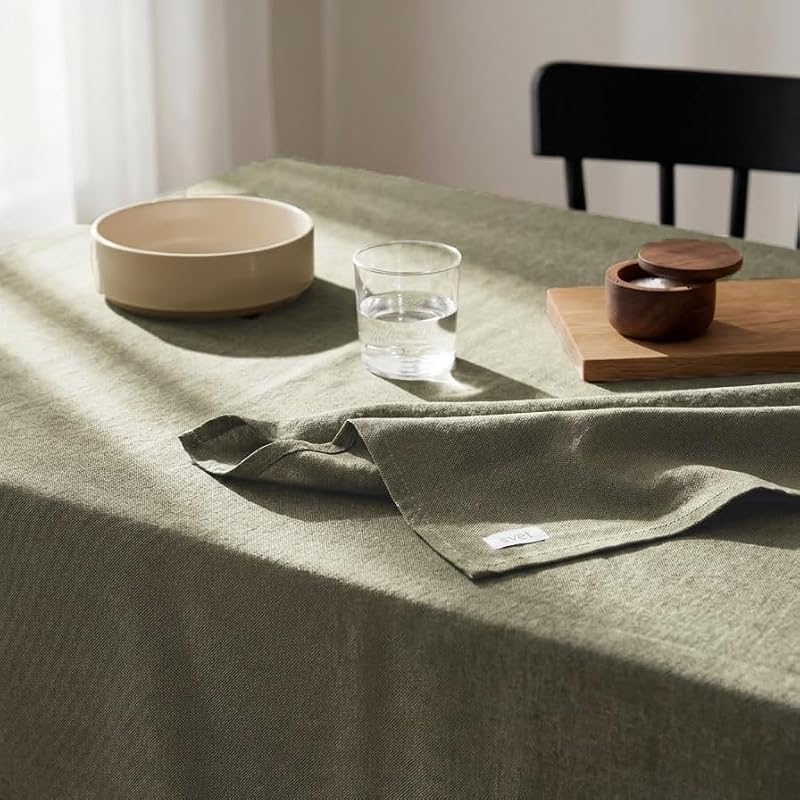 Mantel Antimanchas Tacto Tela Extrasuave, Mesa Rectangular, Algodón Impermeable, 140 x 180 cm (Liso, Verde)