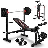 750LBS Adjustable Weight Bench Set for Full Body Workout | Foldable Bench Press with Wider Squat Rack/Multi-Angle Backrest for Home Gym Exercise
