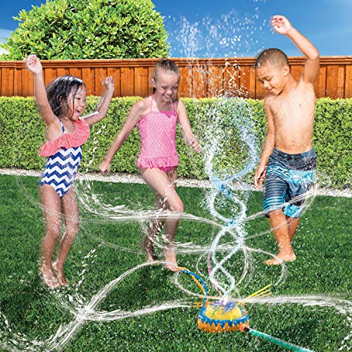 BANZAI Geyser Blast Sprinkler (WaterPowered Spinning Sprinkler), Blue