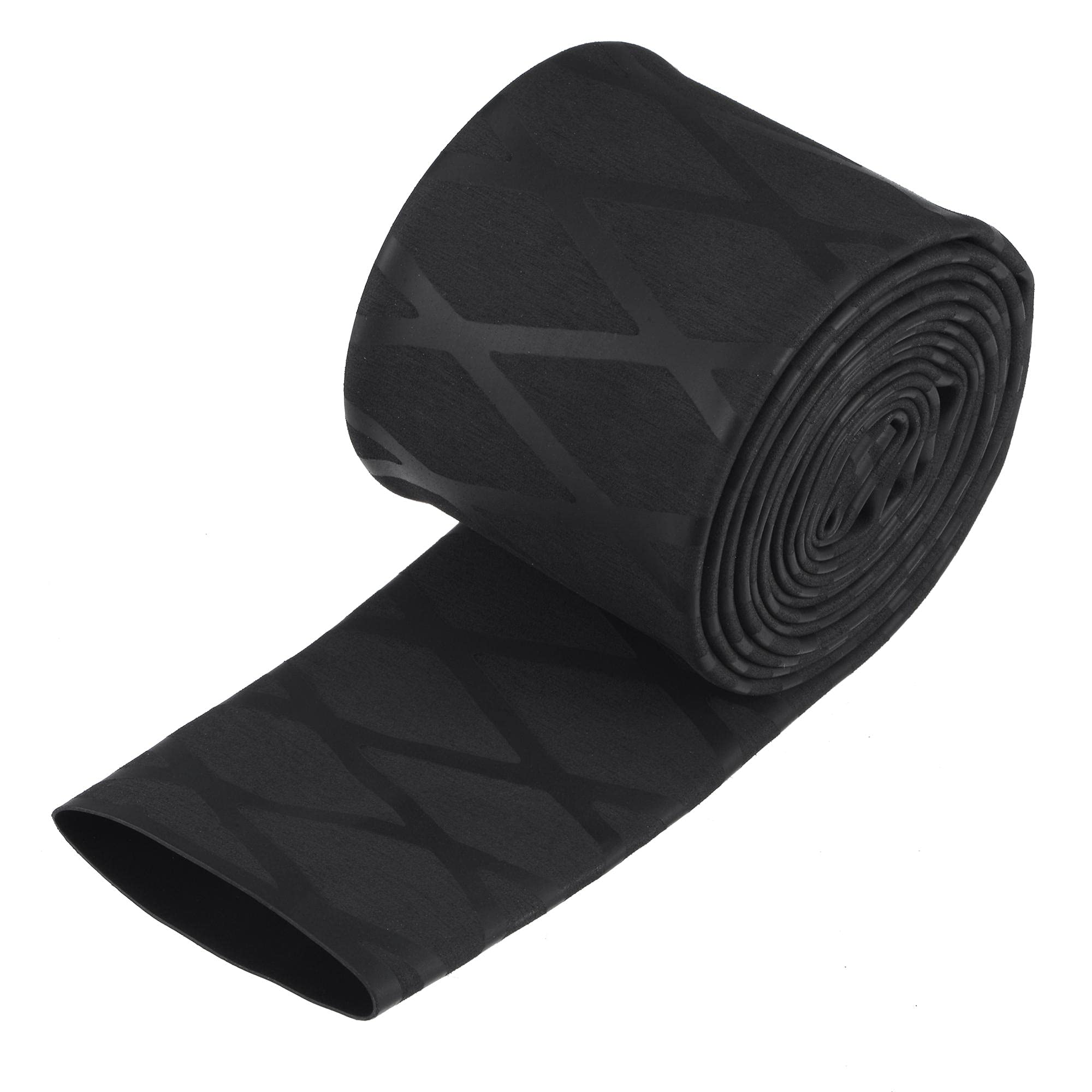 sourcing map Heat Shrink Wrap Tubing for Fishing Rod Grips Handle, 35mm Dia 58mm Flat 5ft 1.7:1 Ratio, Black