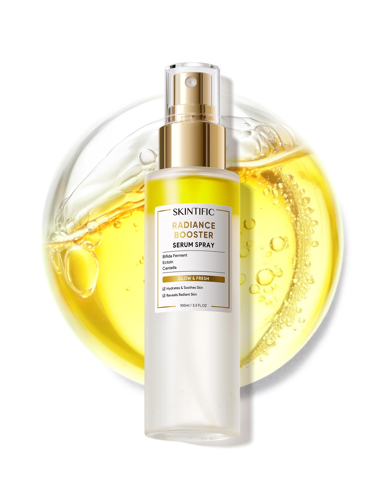 Photo 1 of ?SKINTIFIC Radiance Booster Serum Spray, Hydrating Face Mist with Bifida Ferment & Squalane, Instant Dewy Glow, Soothes Skin, Vegan Skin Care, All In One Mist 3.3 fl oz