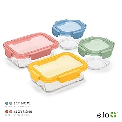 Ello Color Lock 8PC Mixed Glass Food Storage