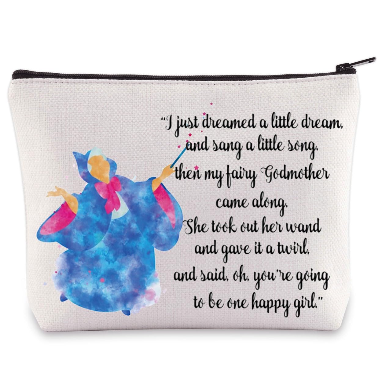 BWWKTOP Fairy Godmother Cosmetic Makeup Bag - Blue, Waterproof, 3D Printed Design - Travel/On-The-Go Makeup Storage, Gift for Cosmetic Enthusiasts