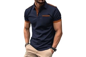 PEVOSU Mens Casual Polo Shirts Classic Short Sleeve Golf Shirt Fashion Button Cotton Top with Pocket