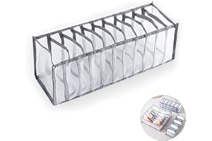 Foldable Sock Organizer with 11 Compartments Nylon Mesh Storage Box for Socks Stockings Ties Breathable Drawer Wardrobe Space