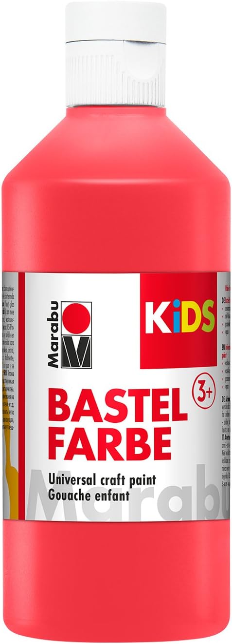 Marabu 03040075031 Kids Craft Paint Cherry Red 500 ml Colour for Children from 3 Years for Crafts and Painting Paraben Vegan