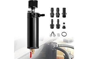 YEHERIT Universal 750m Billet Aluminum 2 Port Baffled Oil Catch Can Kit Reservoir Tank with Breather Filter and Drain Valve
