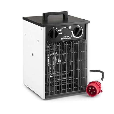 TROTEC TDS 30 Elektroheizer 5,5 kW Heizlüfter Heizgerät Bauheizer mit integriertem Thermostat sowie 2 Heizstufen und Ventilat