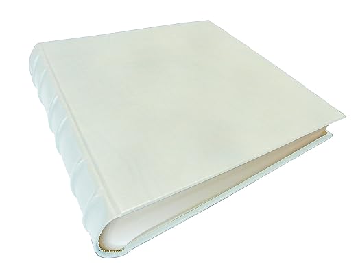 title=Album Foto Matrimonio artigianale in vera pelle 35x35 mod. Rinascimento Bianco