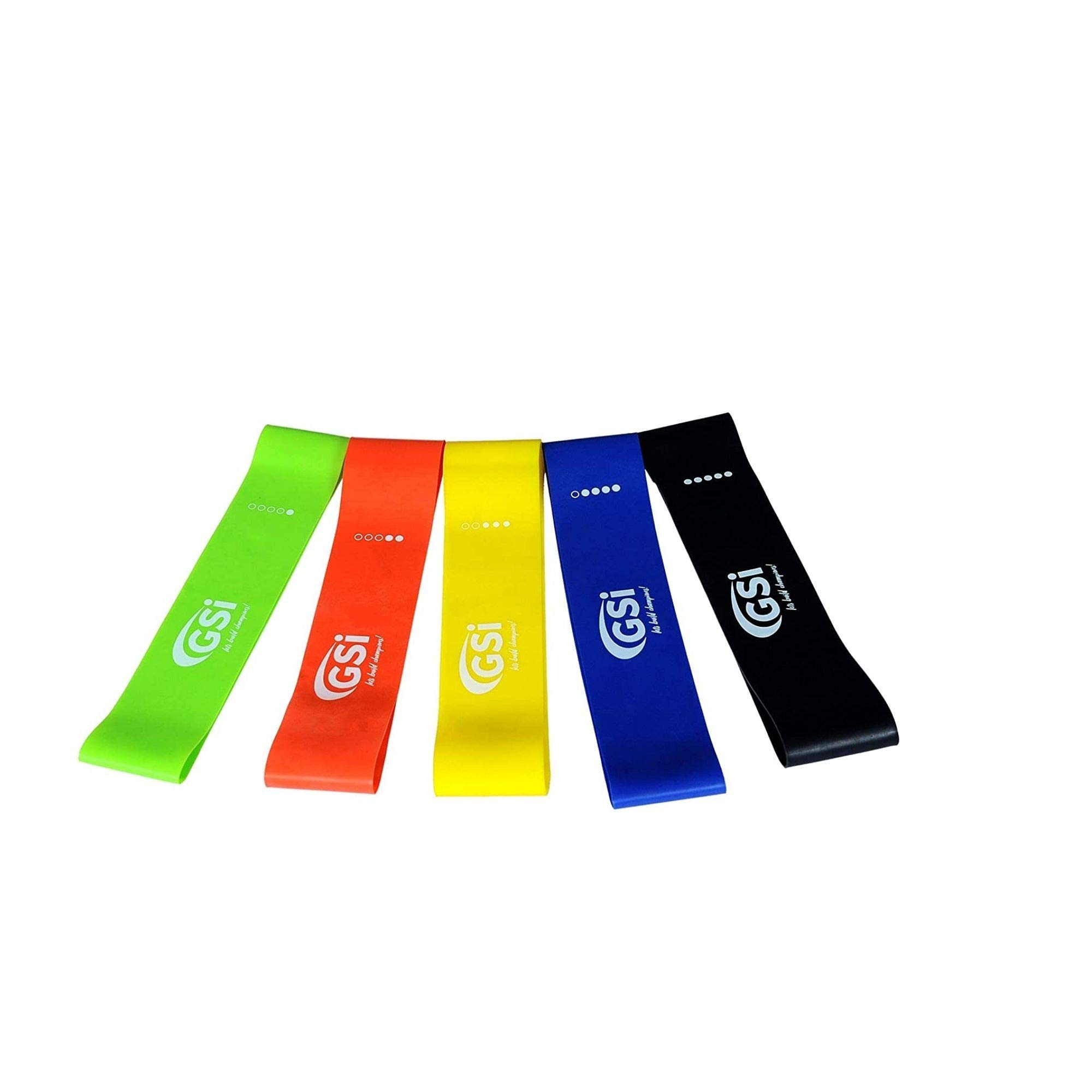 GSI Rubber Exercise and Resistance Mini Loop Bands for Fitness, Strength and Core Training(Set of 5) Multicolour