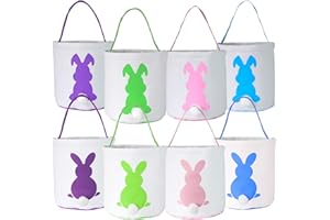 8 Packs of Easter Bunny Bags, Easter Bunny Baskets Rabbit Ears Design Jute Cloth Tote Bags for Kids Eggs Hunting, Candy and G