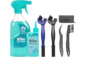 YIMAX Bike Chain Cleaner Set, Bicycle Cleaning Kit Chain Lube and 500ml Cleaning Spray Biodegradable Bike Chain Lubricant with Brushes Cycling Maintenance (Cleaner-410ML)