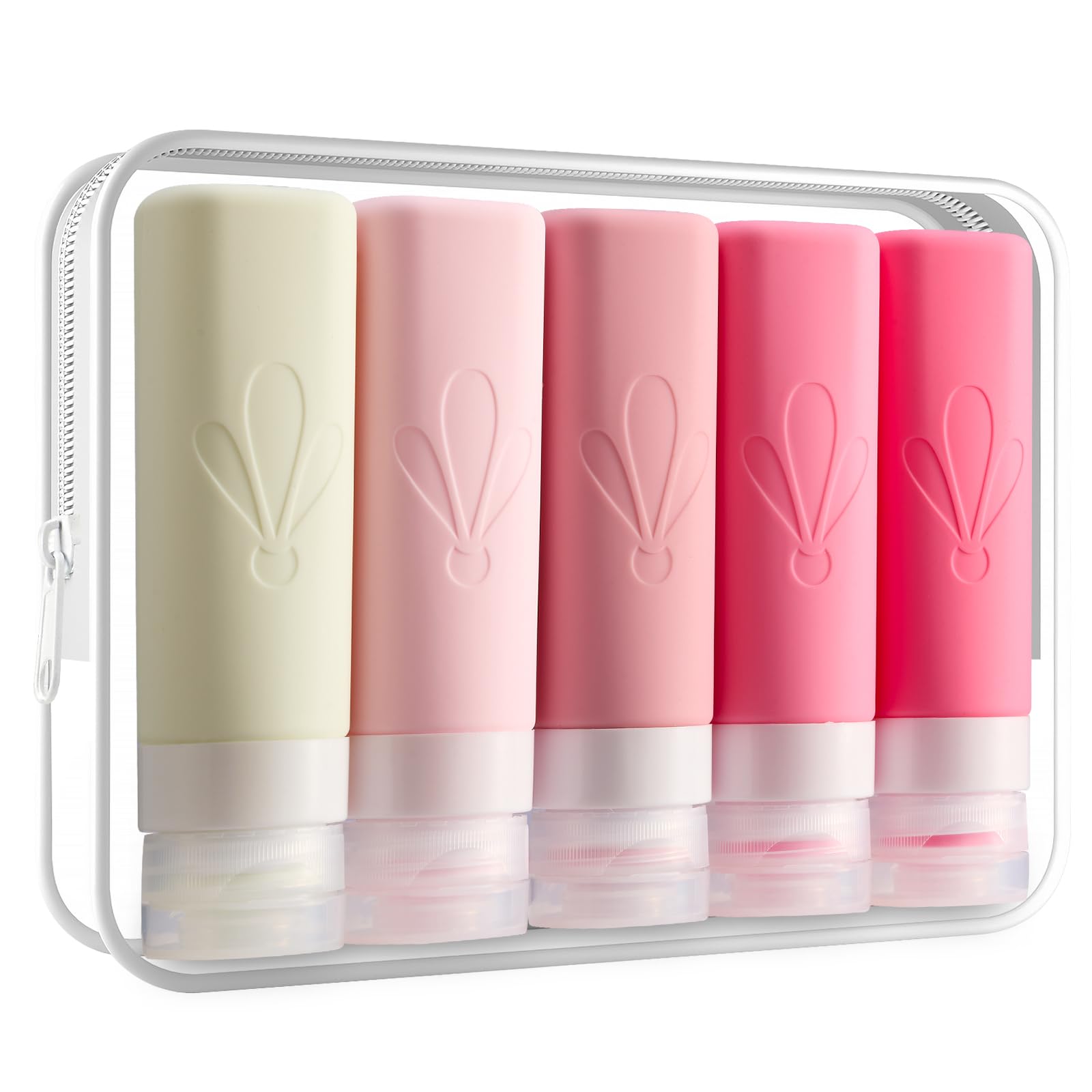 INSFIT Travel Bottles for Toiletries, CAA Approved 90ml Travel Size Toiletries, BPA Free Leak Proof Silicone Containers, Holiday Essentials for Women Travel Essentials for Shampoo with Toiletry Bag