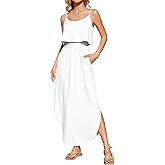 AUSELILY Womens Summer Dresses 2025 Adjustable Strappy Beach Sundress Casual Midi Dress with Pockets