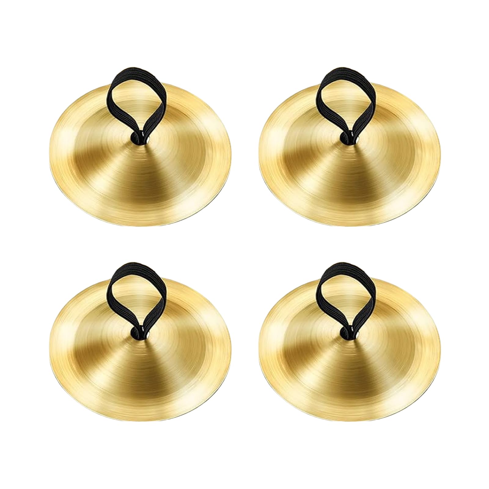 WUMUZAI 4Pcs Finger Cymbals for Belly Dance, 2.1 Inch Mini Hand Cymbals Musical Instrument Symbol, Brass Finger Dancing Finger Zills for Adults Dancer Evening Party, Gold