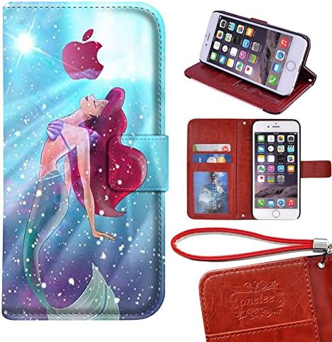 Apple iPhone 7 Case ,Customized Famous Cartoon The Little Mermaid Flip Card Slots Wallet For iPhone 7