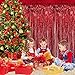 3 Pack Tinsel Curtain | Metallic Foil Fringe Curtain | 3.2 ft x 8.3 ft Red Tinsel Shimmer Curtain Photo Backdrop | Romantic Valentine's Day Decorations | Valentines New Year Party Decor Supplies