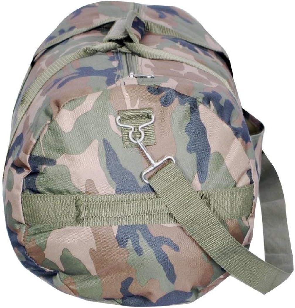 DH Dark Green Tan Brown Black Camouflage Army Print Theme School Gym Duffel Bag, Boys All Over Multi Camo Hunters Hunting Themed Sleepover Travel Duffle : Clothing