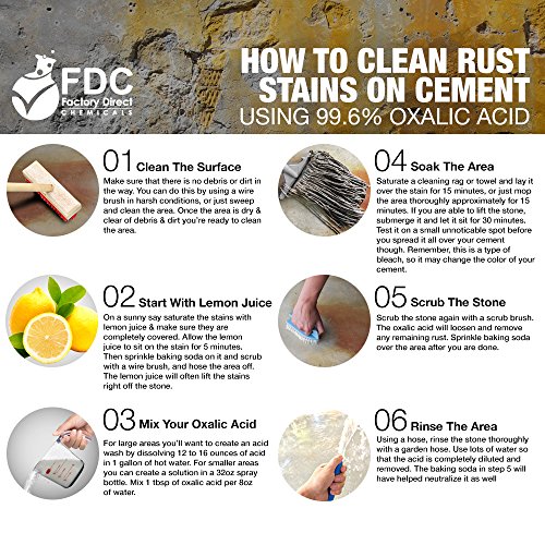 FDC 99.6% PURE OXALIC ACID Powder C2H2O4 (Ethanedioic Acid Dihydrate) Rust Remover, Bleaching Agent, Wood Stain Remover & More!