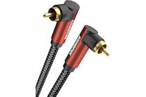 SOUNDFAM Dual 90 Degree RCA Cable Right Angle Subwoofer Cable Digital Coaxial Audio Cable - New Upgrade Two 90 Degree Connect