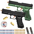 2Pack M1911 EVA Soft Foam Ejection Toy Blaster, Shooting with Foam Darts, Shooting Games, Backyard Fun and Outdoor Games, Education Toy Model for Boys Girls Halloween Christmas Ages 8+ (Black+Green-G)