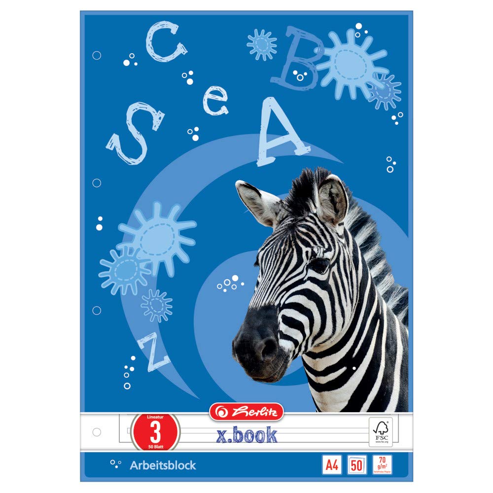 Herlitz A4 Writing Pad (50 Sheets per Pad, Pack of 5)