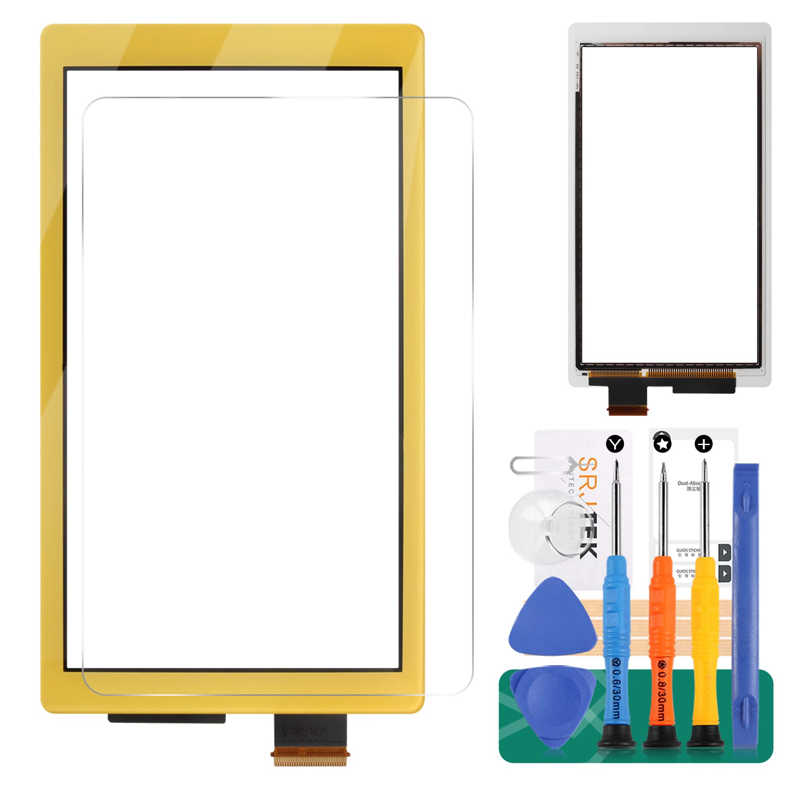SRJTEK Screen Replacement for Switch Lite 2019 Touch Screen Digitizer Glass Assembly Kits(Not Lcd Screen) (Yellow)