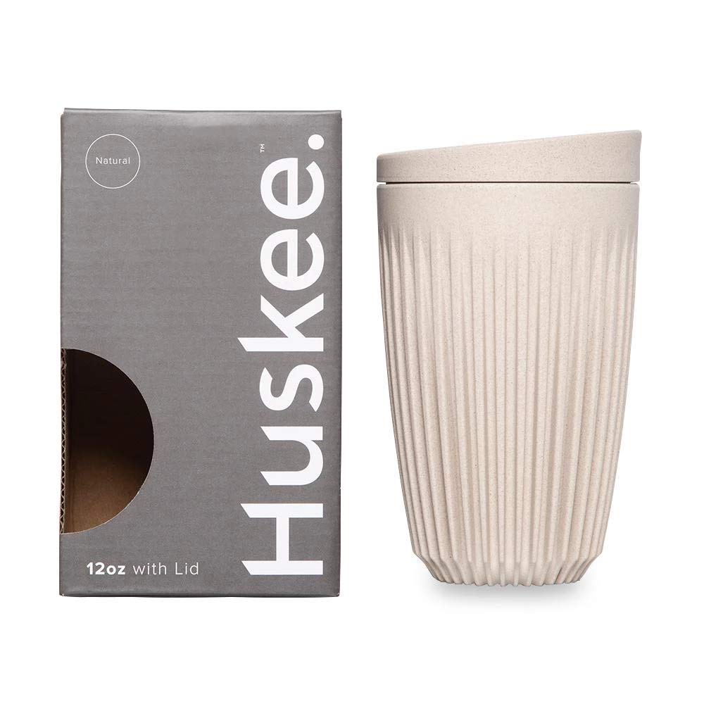 HUSKEE 12oz HuskeeCup Coffee and Tea Cup and Lid (Natural Color)