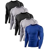 Orrfreer 5,6 Pack Compression Shirt Men Long Sleeve Cooling Dry Athletic Workout Base Layer Running Tops
