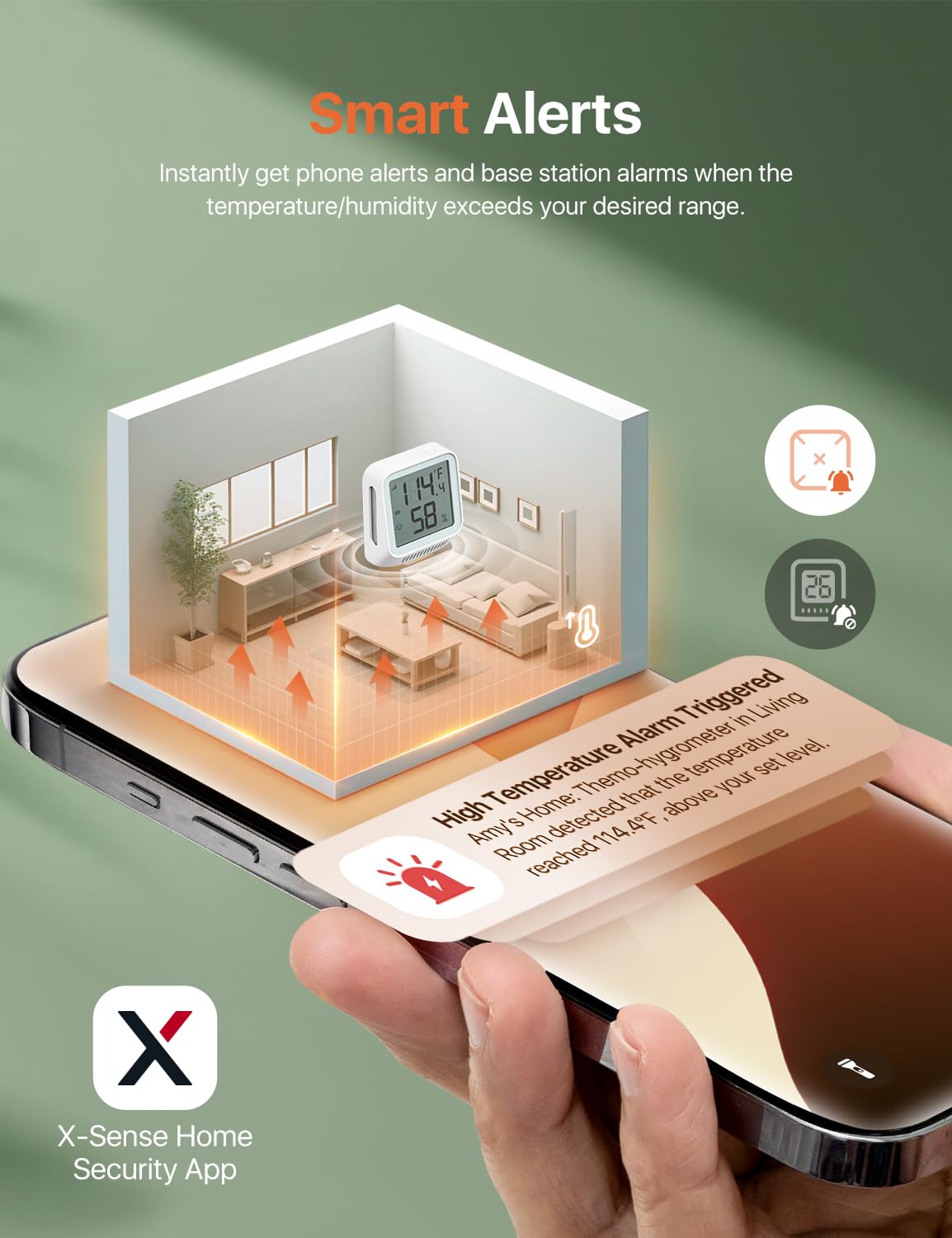 X-Sense WiFi Hygrometer Indoor Humidity with SBS50 Base Station, Smart Hygrometer Thermometer with App Notification, Temperature Sensor for Room Temperature Monitoring, 3 Sensors & 1 Base Station