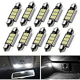 Viesyled 36mm 6418 LED Bulb, Canbus Error Free Festoon LED Bulb 6500K White Super Bright 400 Lumens 12-SMD 4014 Chipsets, 6411 LED Bulb, 6413 Bulb, 6418 Bulb, DE3423 Bulb, C5W LED Bulb, Pack of 10