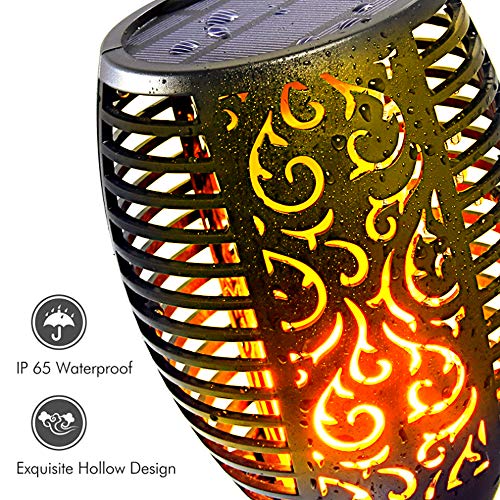 BAXIA TECHNOLOGY Solar Lights Outdoor, Waterproof Dancing Flickering Flame Torch Lights, 96 LED Solar Powered Flame Lights Dusk to Dawn Auto On/Off Security Torch Light for Patio, Pathway (2 Pack)