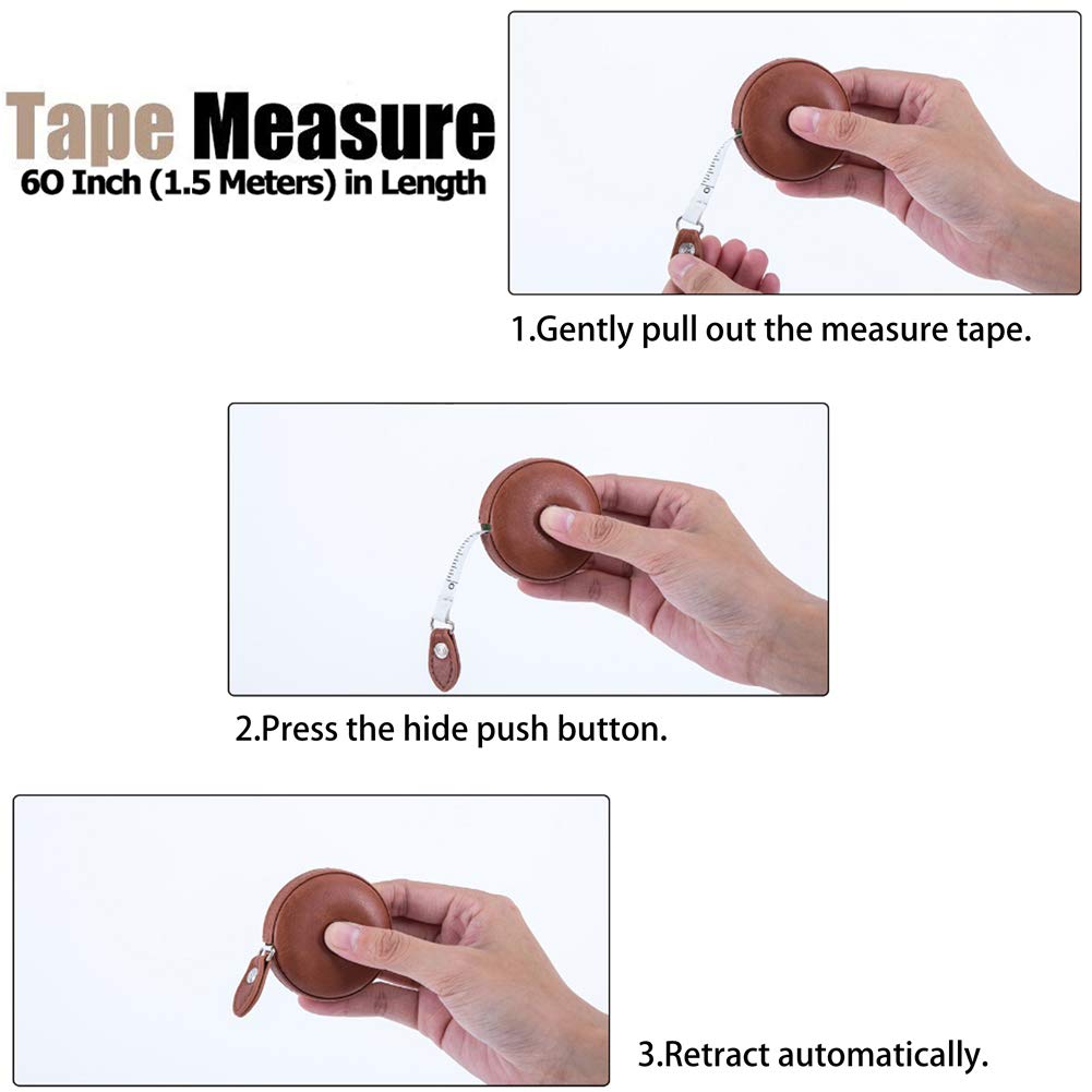 Sewing Tape Measure, Medical Body Cloth Tailor Craft Dieting Measuring Tape, 60 Inch/1.5M Dual Sided Retractable Ruler with Push Button Round