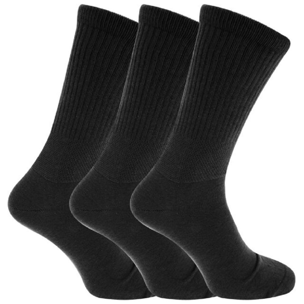 Mens Extra Wide Non Elastic Diabetic socks for swollen feet and legs Size 6-11 (Black)