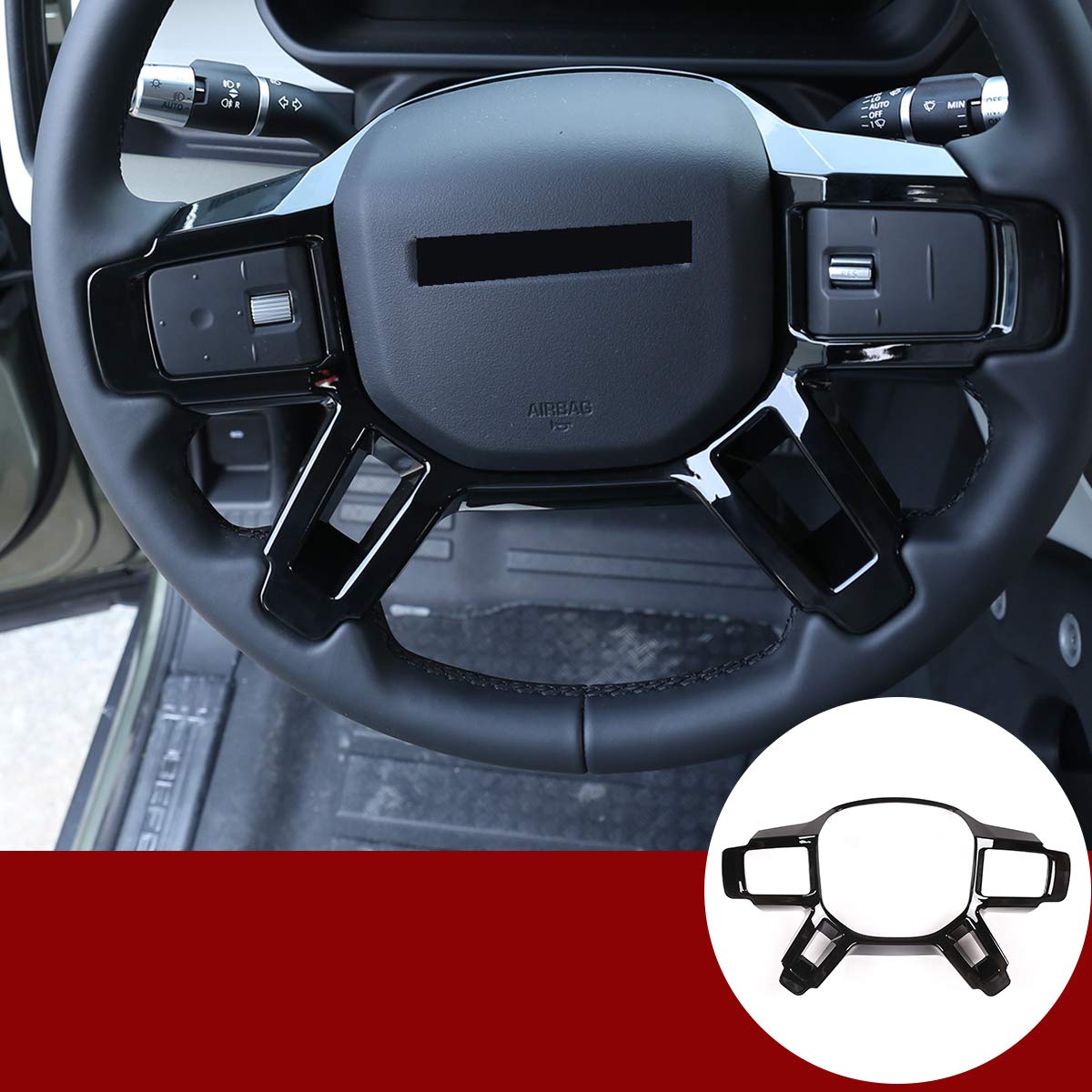 ABS Gloss Black Car Steering Wheel Decoration Cover For LR Defender 110 130 2020 Auto Accessories