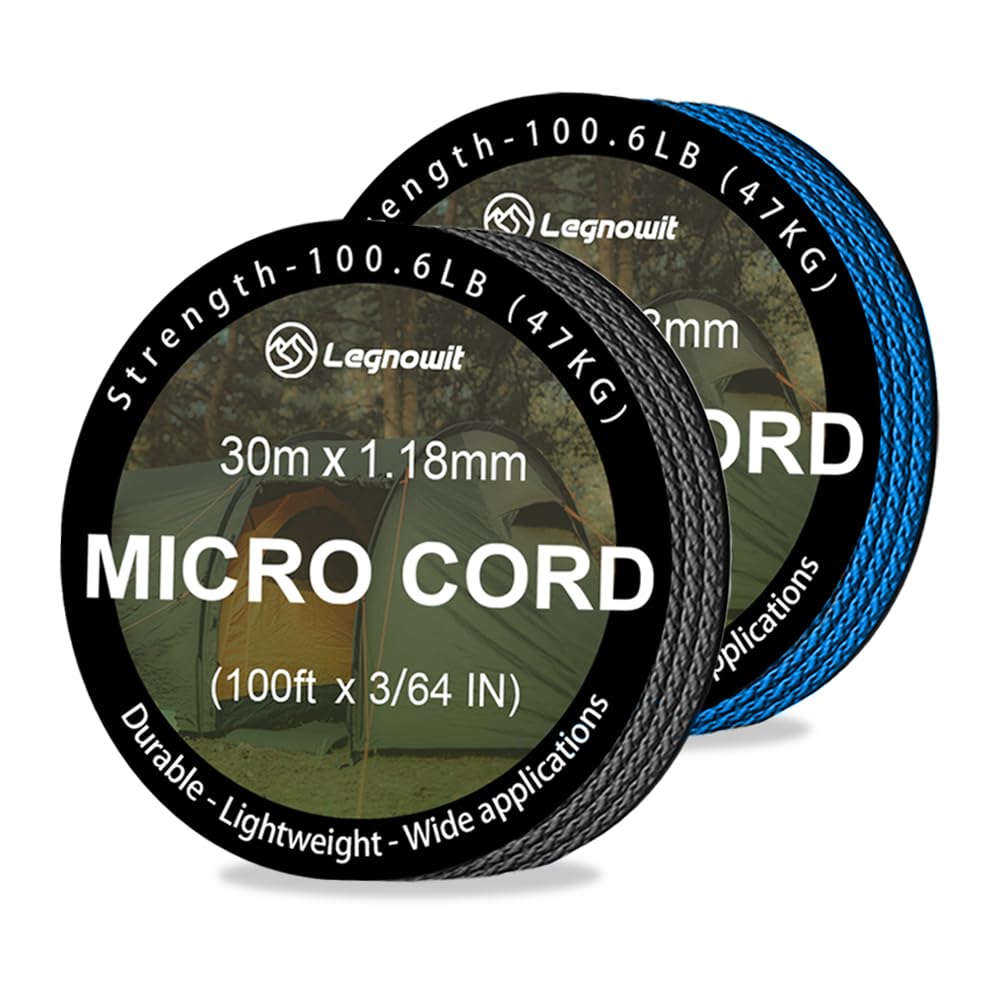 Legnowit Micro Paracord, 2 Pack 1.18mm x 100ft Thin