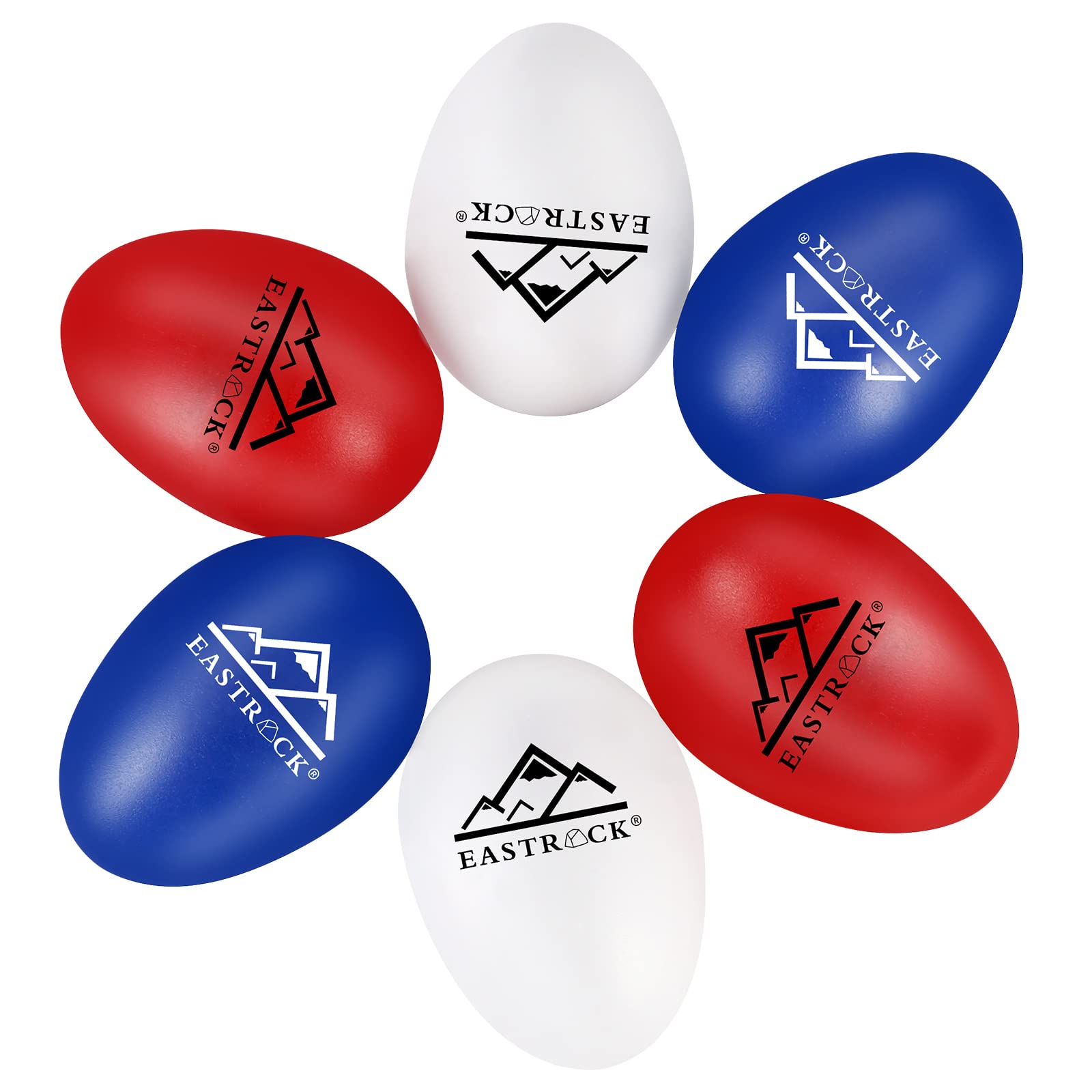 EastRock 6 PCS Plastic Egg Shaker, Musical Eggs Shakers, Colorful Maracas Egg Shakers, Hand Percussion Shakers Musical Maracas Percussion Instruments (Blue White Red)