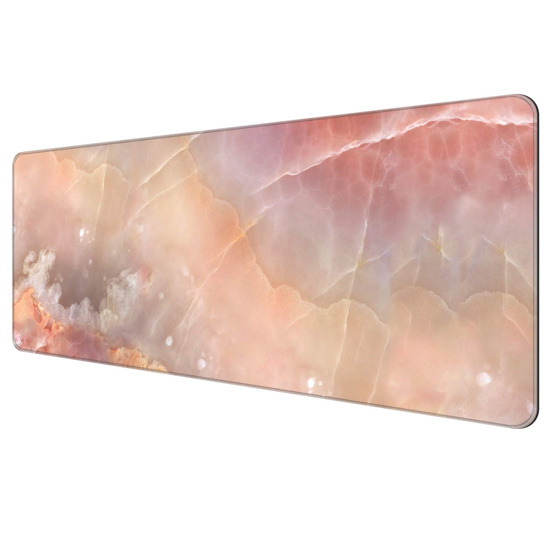 Dynippy Thin Extended Gaming Mouse Pad with Stitched Edges Large Mousepad Long XXL Keyboard and Mouse pad Desk Mat for Gaming Office & Home - Pink Marble