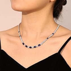 FANCIME Sterling Silver Created Sapphire Tennis