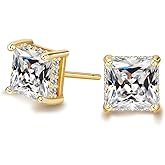 ADAIER Hypoallergenic Cubic Zirconia Stud Earrings for Women & Men 24K Gold Plated Sterling Silver Post, Big Brilliant CZ Simulated Diamond Halo Studs Sensitive Ear Friendly Fashion Jewelry Gift (SE-30)