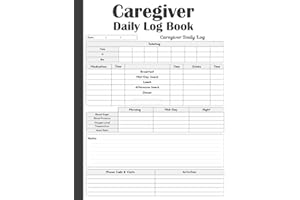 Caregiver Daily Log Book: Personal Home Aide Record Book, Caregiver Work Template, Care Home Work Tracking, Medicine Reminder Log And Medical Journal for Patients Men and Women