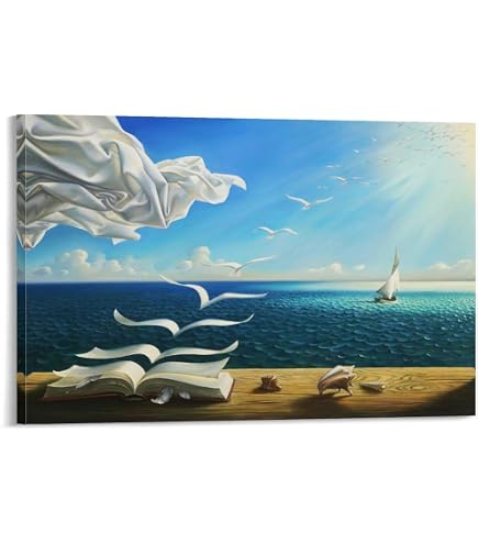 Amazon.com: Salvador Dali Wall Art Dalí Wave Book Framed Painting