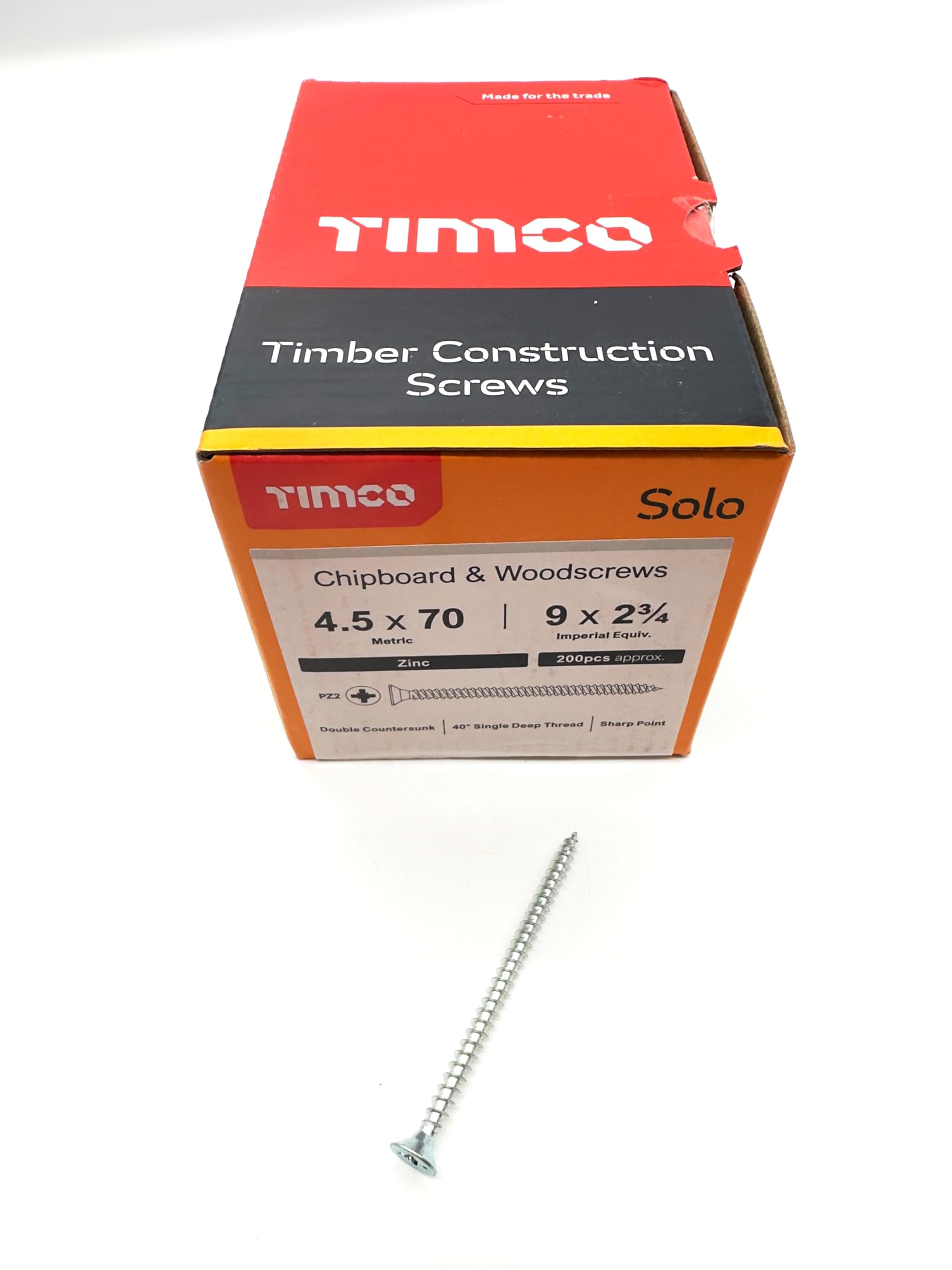 200 Pcs Silver Wood Screws Double Countersunk General Purpose (4.5mm x 70mm)