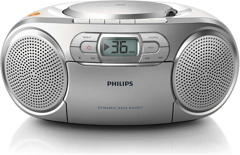 Philips AZ127 Portable CD Player with Radio Cassette Dynamic Bass Silver