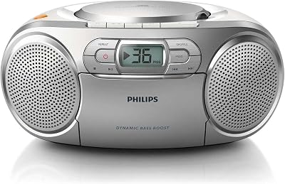 Philips AZ127 Portable CD Player with Radio Cassette Dynamic Bass Silver